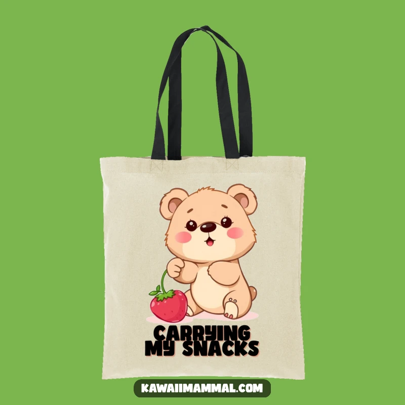 Funny Bear Cub Berry Tote Bag: Durable Cub's Treat Carryall for a Hilarious Gift