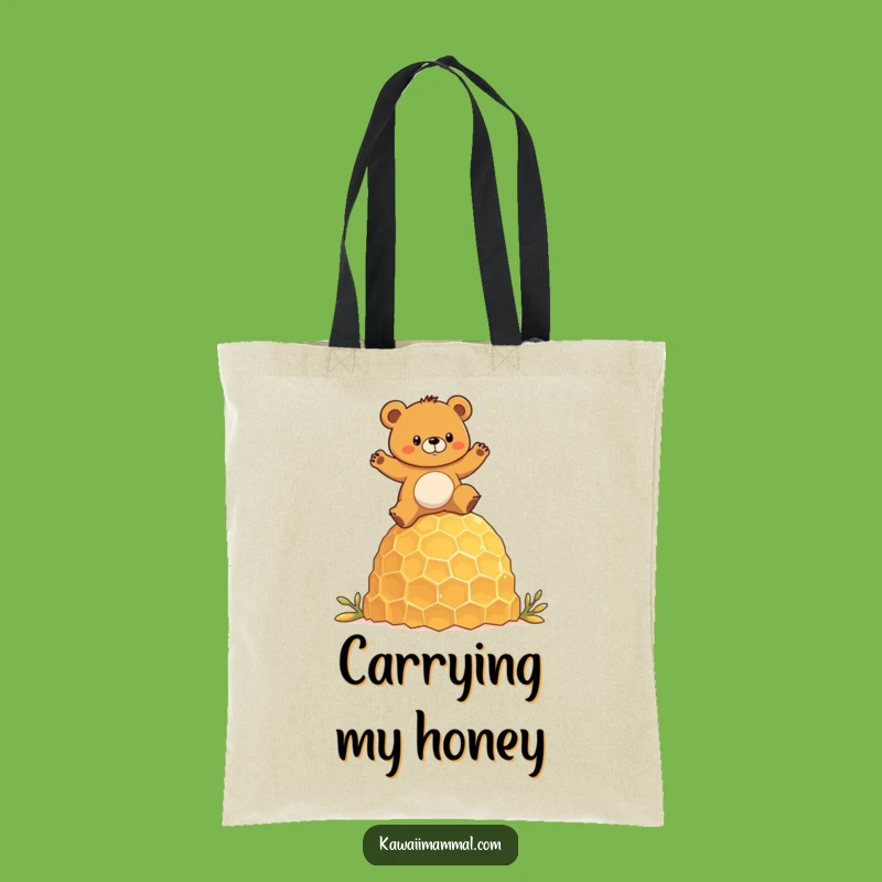 Funny Bear Honeycomb Tote Bag: Carry Your Adventure