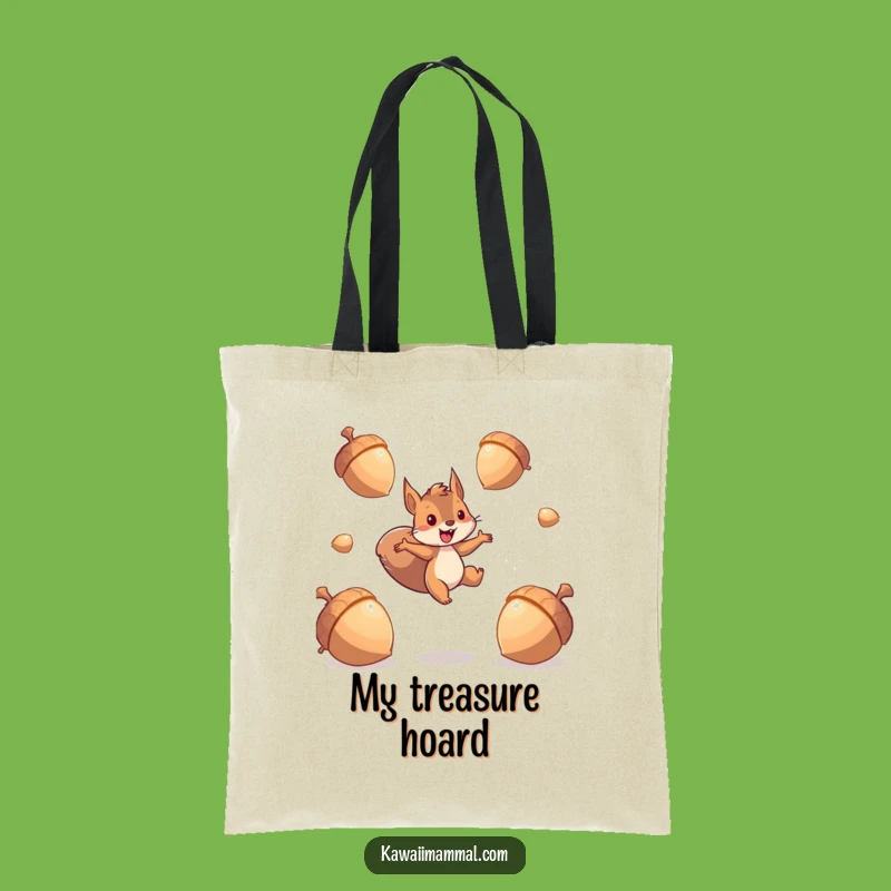 Funny Energetic Squirrel Tote Bag: Sparkling Acorn Leap for Daily Errands