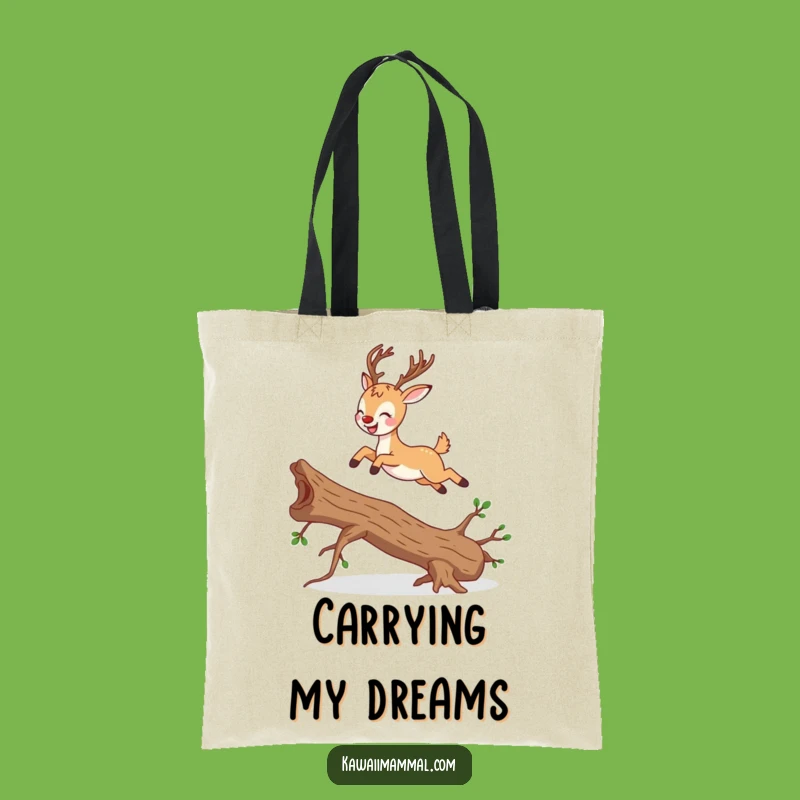 Funny Joyful Deer Leap Tote Bag: Carry Your Essentials with Graceful Woodland Charm