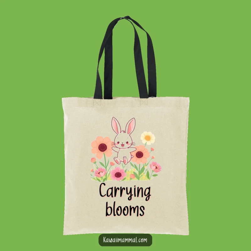 Funny Kawaii Bunny Flower Tote Bag: Carry Your Garden Joy