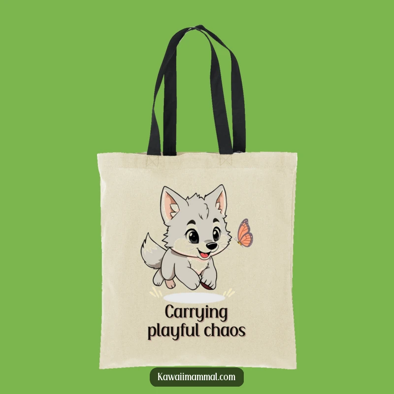 Funny Wolf Puppy Butterfly Tote Bag: Carry Your Fun with Energetic Style